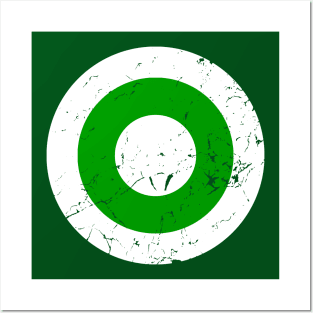 Distressed White and Green Roundel Posters and Art